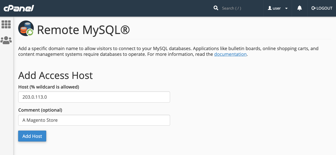 List all cPanel users having Wildcard Remote Mysql Access