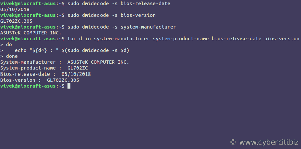How to find Out BIOS version from Linux Shell