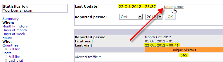 How to enable update now button awstats?