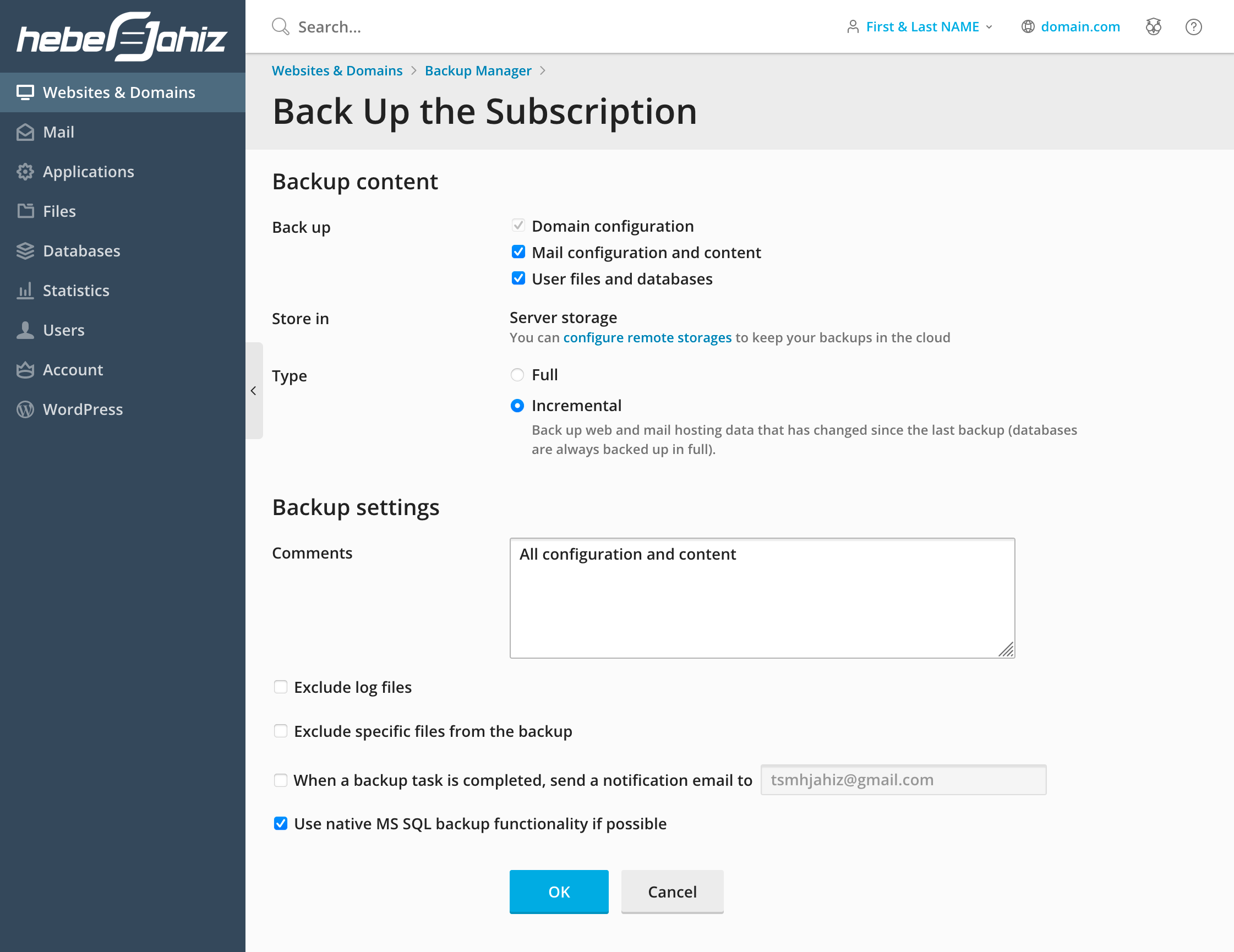 How to restore a Plesk backup from command line