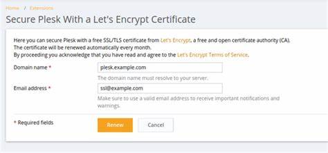 How to secure a Plesk hostname on port 8443 with Let's Encrypt